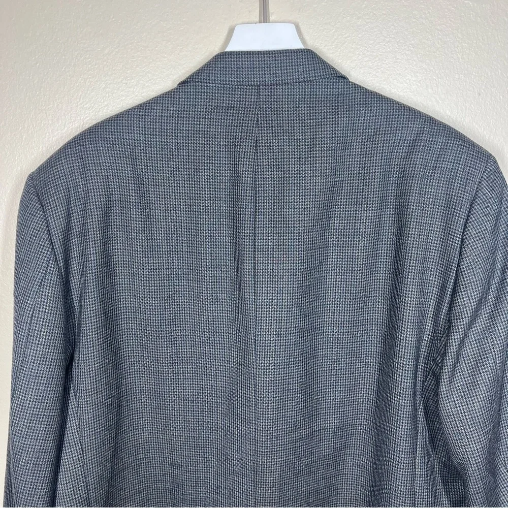 Lauren Ralph Lauren Mens Gray Black Houndstooth Wool Blazer Jacket Size 46R